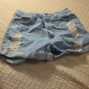Light Wash Distressed Denim Shorts - Casual Summer Style